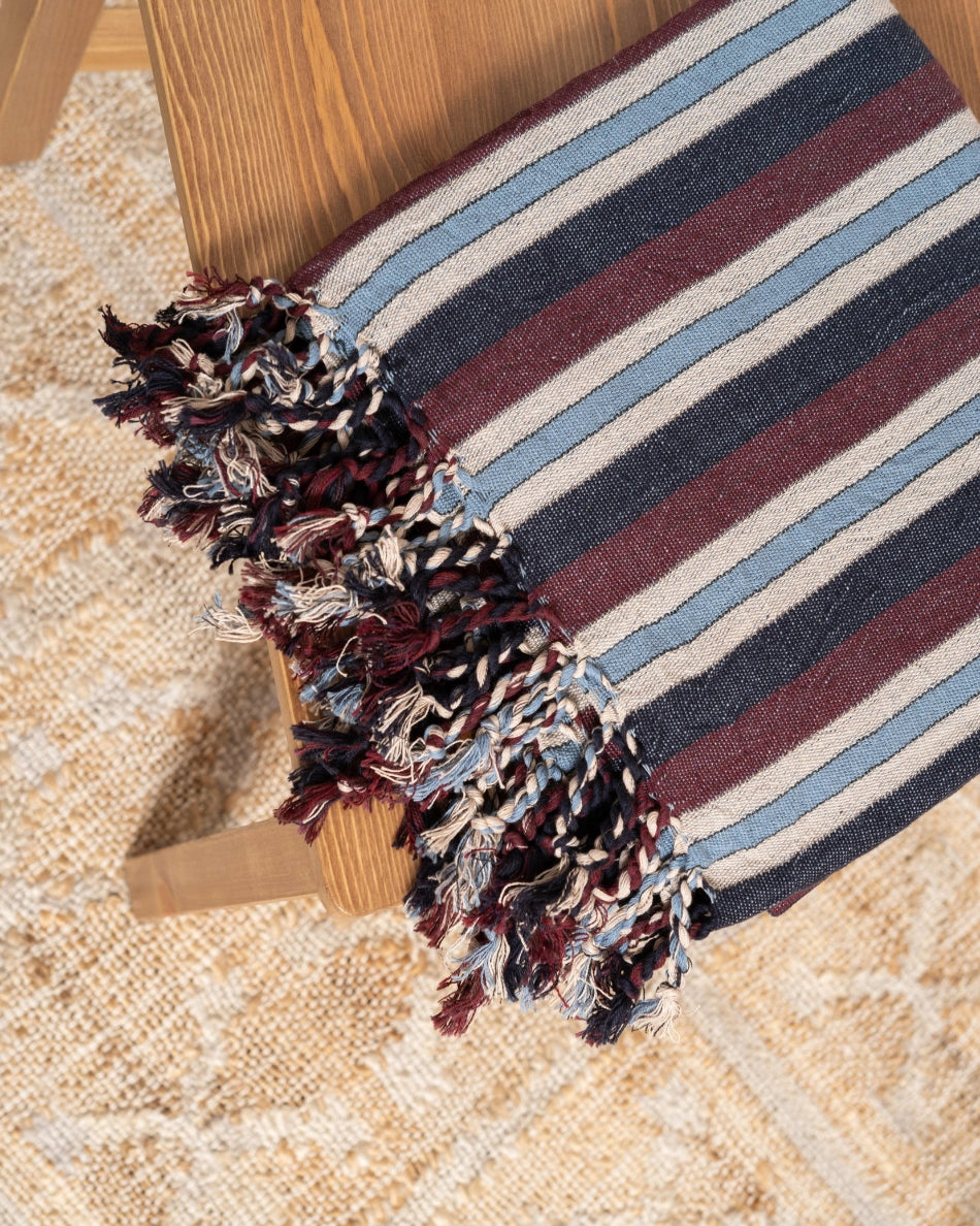 Striped Turkish Bath Towel | Oxblood