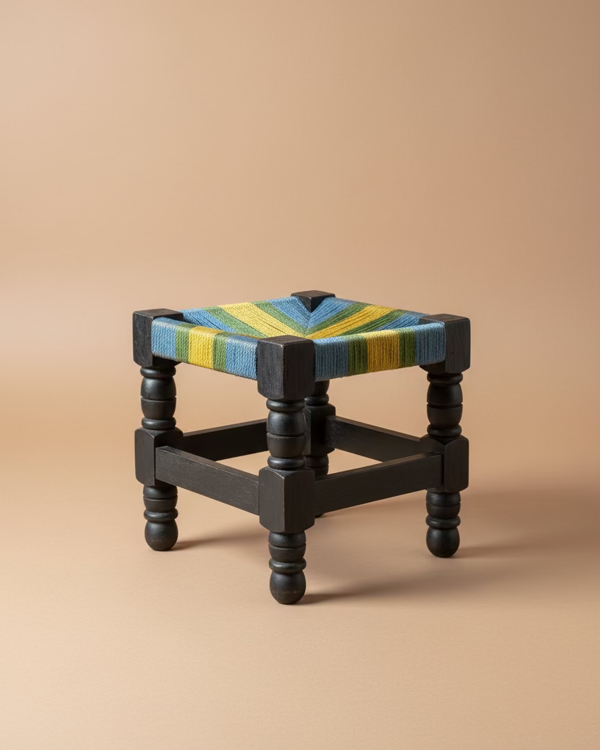 Painted Rope Seat Stool
