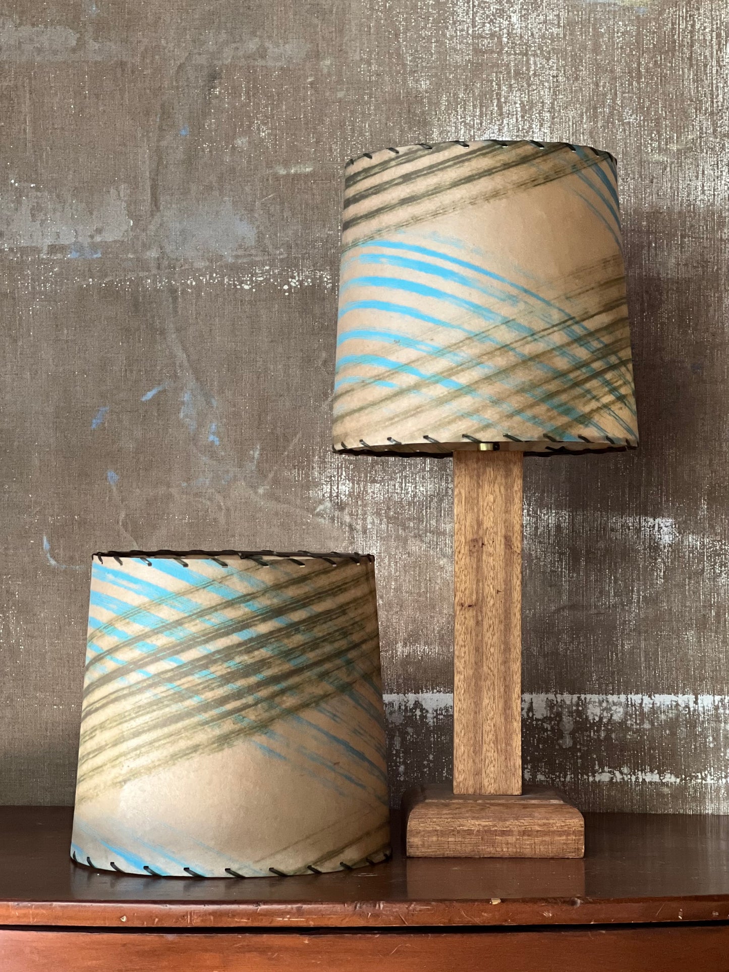 Mid Century Fiberglass Lampshades with Swirls