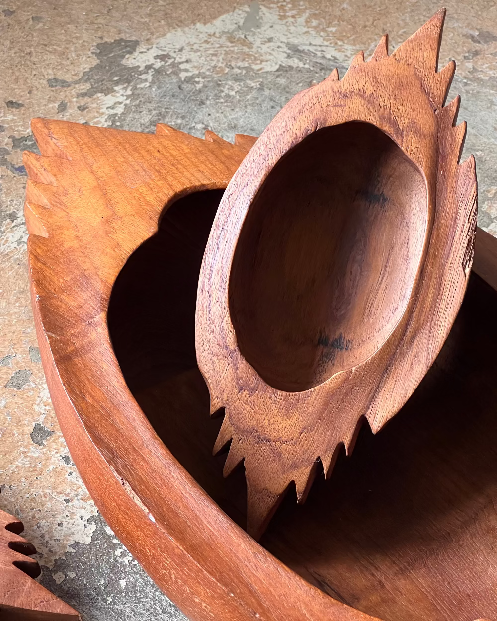 Carved Wood Serving Bowls
