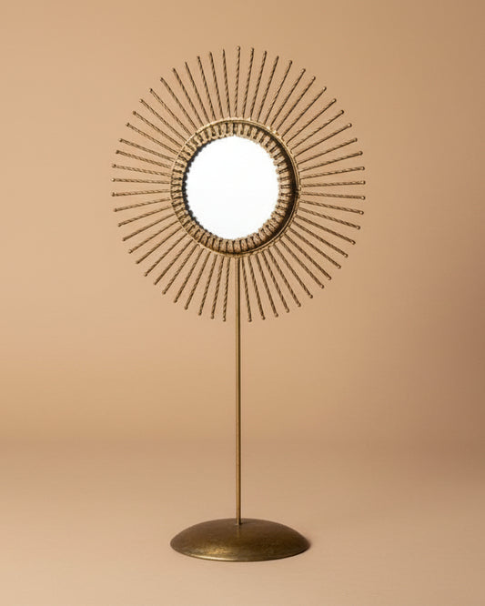 Gilt Metal Sunburst Table Mirror