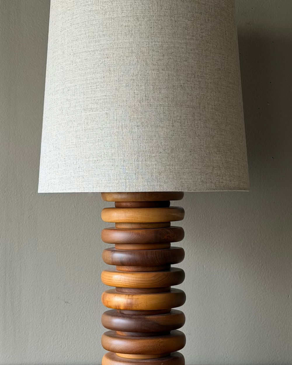 Stacked Wood Disc Lamp