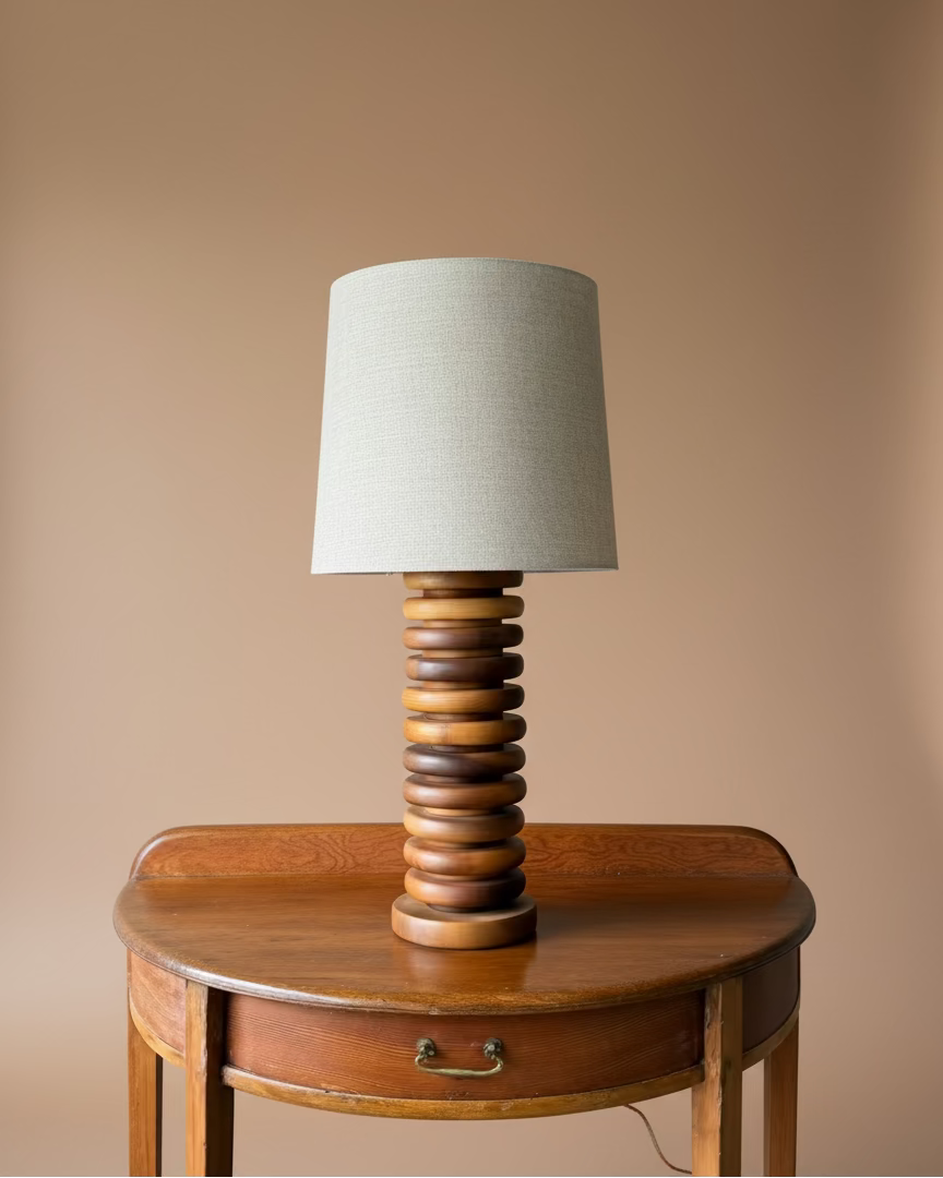Stacked Wood Disc Lamp