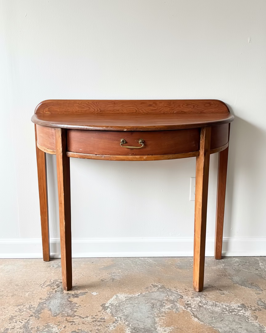 English Pine Demi Lune Console