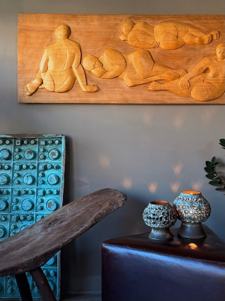 Carved Wood Relief With Nudes