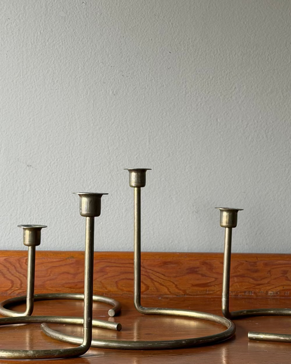 Modern Brass Candlestick Set