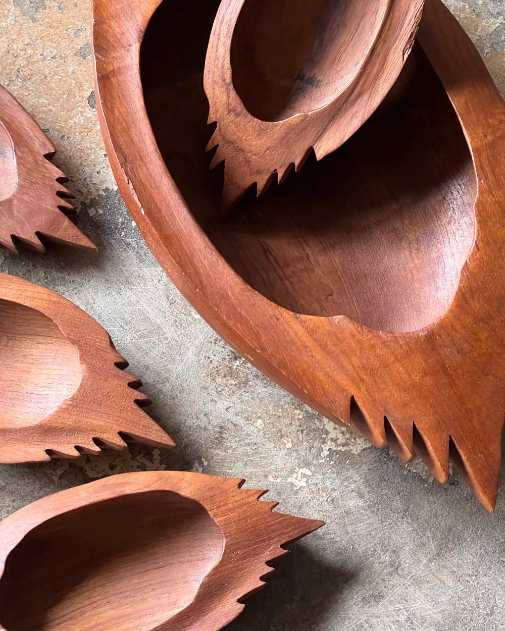 Carved Wood Serving Bowls