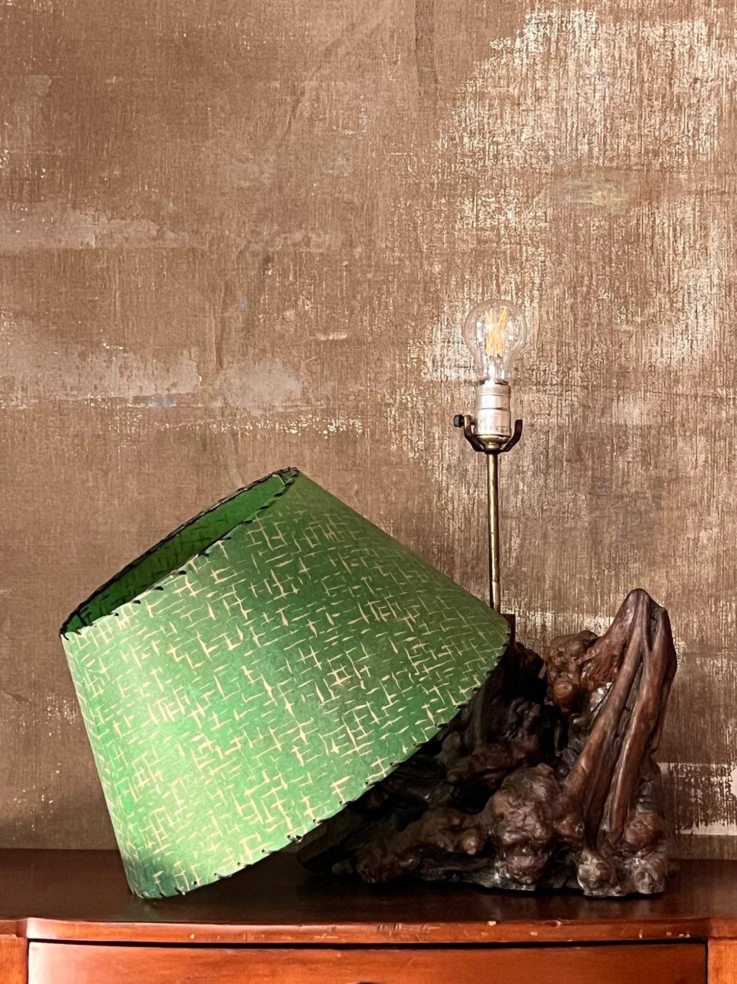 Mid Century Fiberglass Lampshade - Green