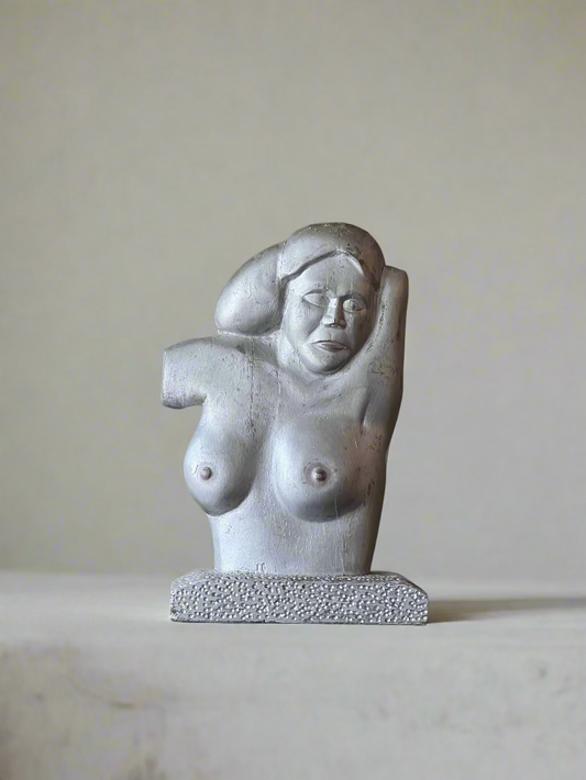 Silver Tone Wood Bust