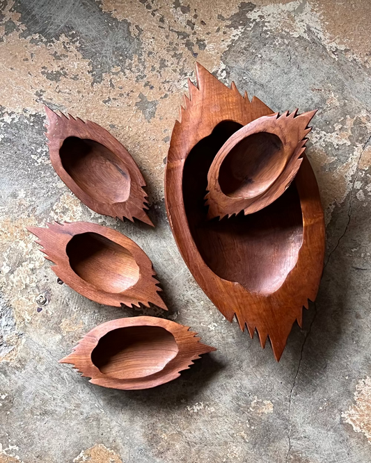 Carved Wood Serving Bowls