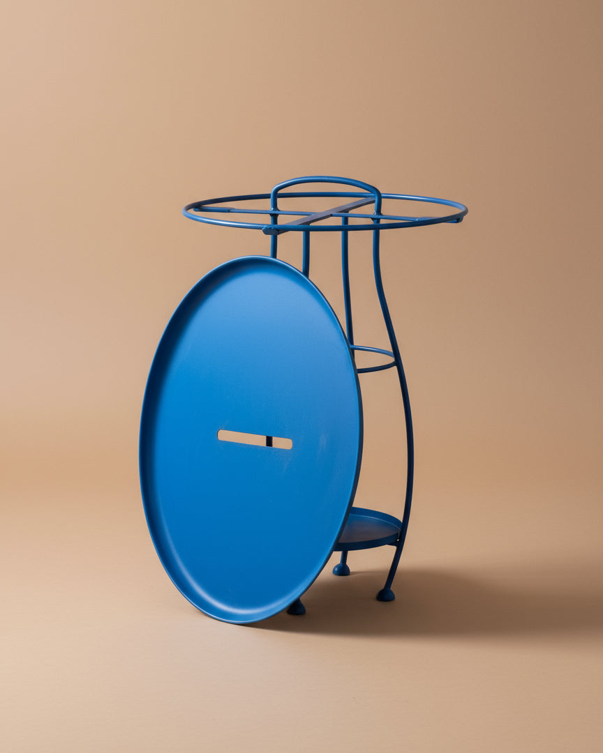 Metal Drinks Table in Blue