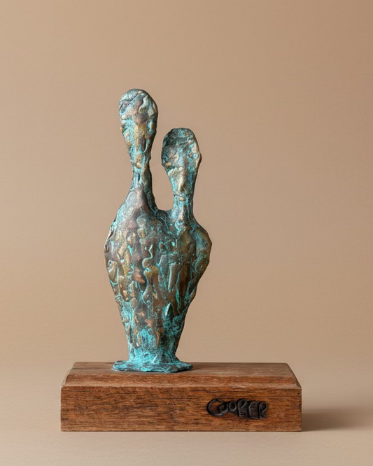 Abstract Copper Sculpture on Stand