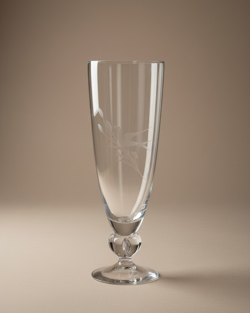 Tall Etched Glass Vase