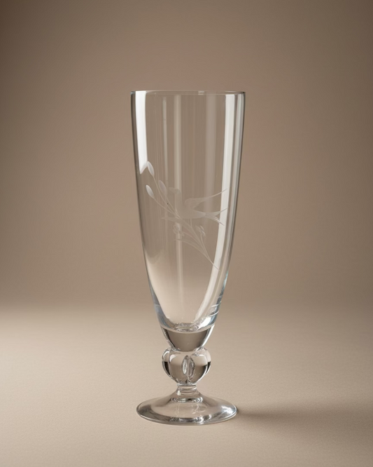 Tall Etched Glass Vase