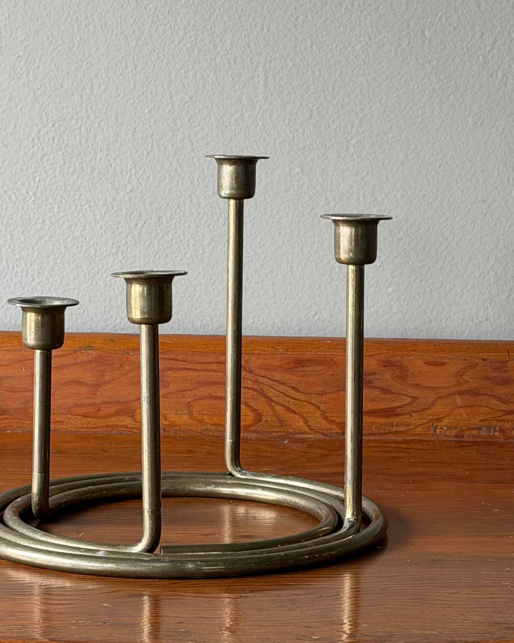 Modern Brass Candlestick Set