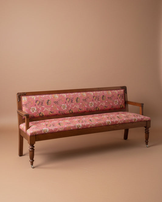 Upholstered Oak Settee