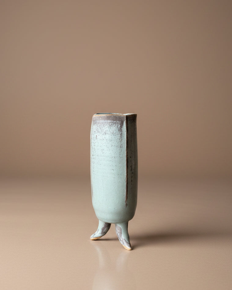 Footed Ceramic Vessel in Green