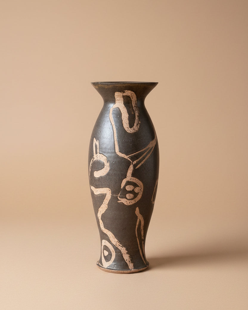 Tall Wheel Thrown Pottery Vase