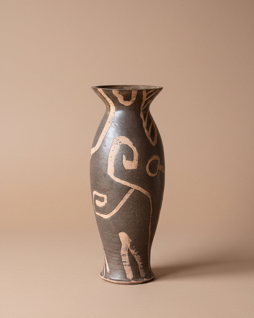 Tall Wheel Thrown Pottery Vase