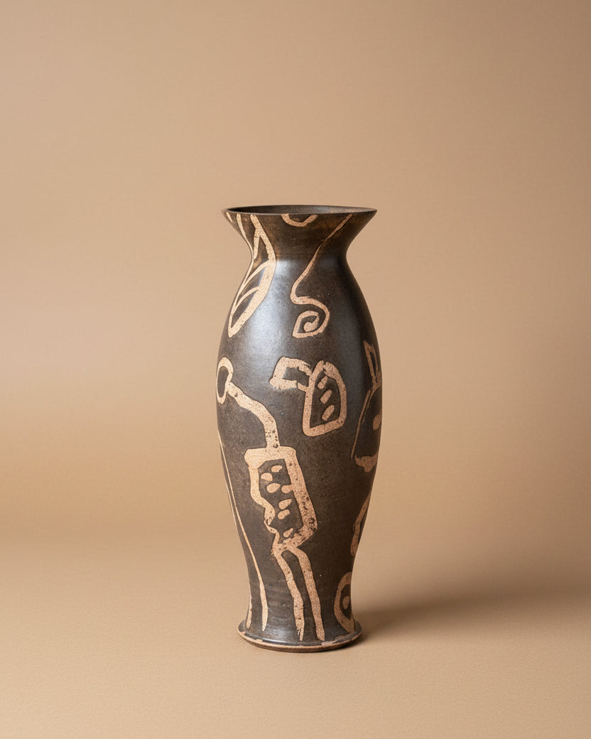 Tall Wheel Thrown Pottery Vase
