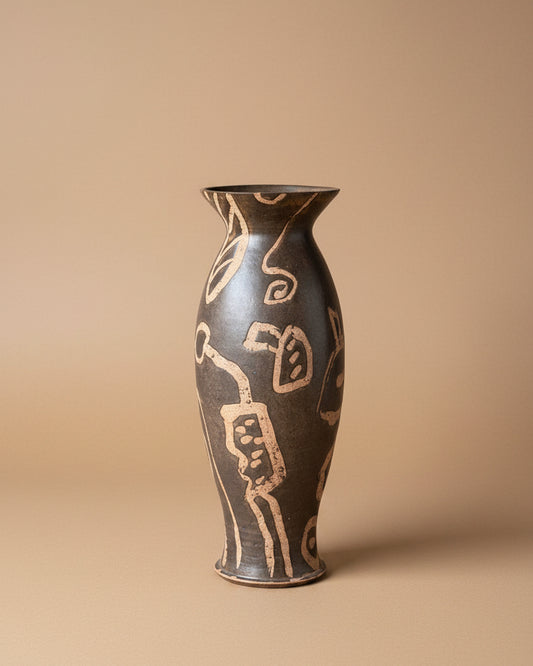 Tall Wheel Thrown Pottery Vase