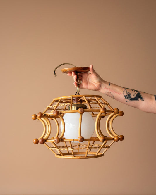 Bamboo & Glass Pendant Light