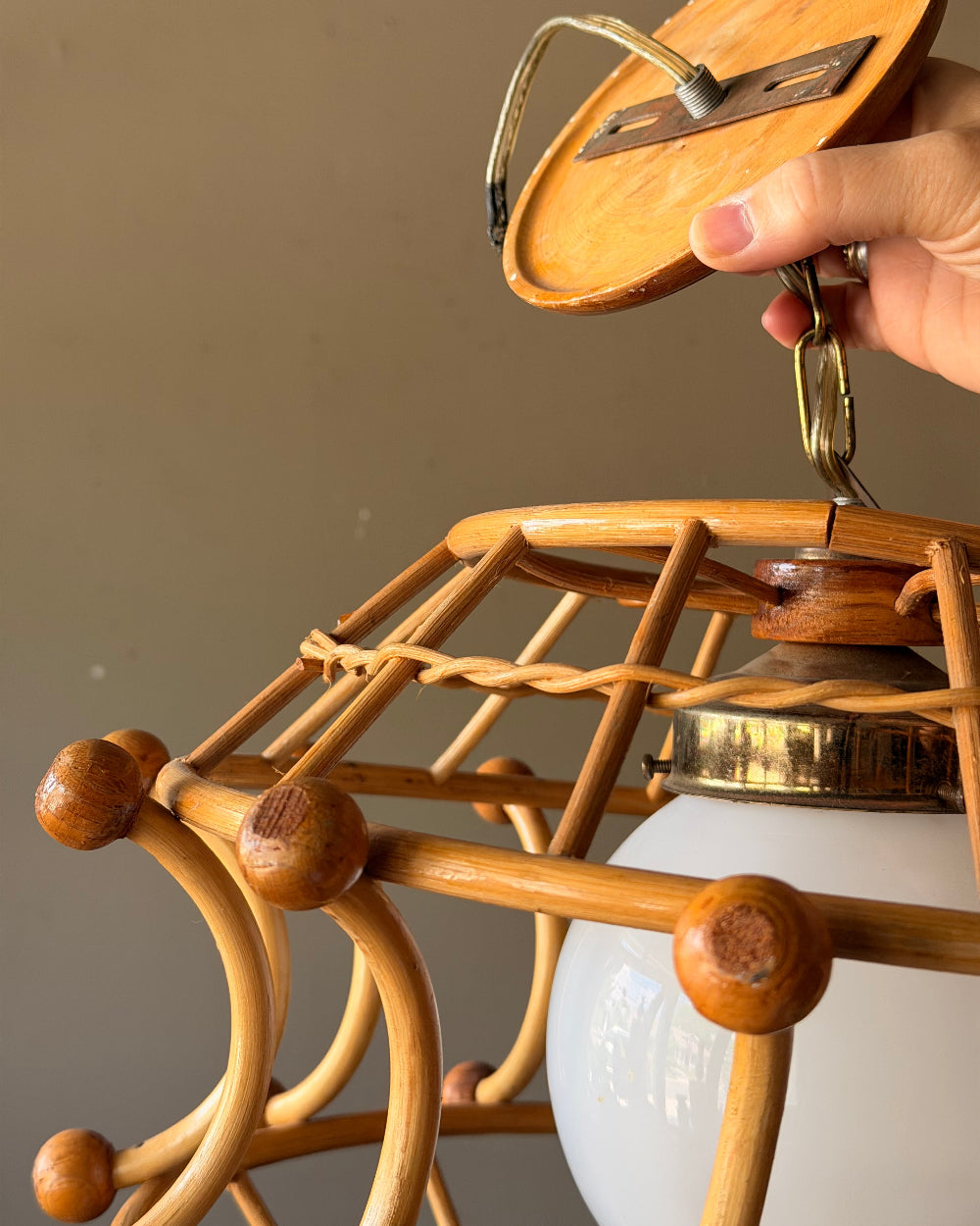 Bamboo & Glass Pendant Light