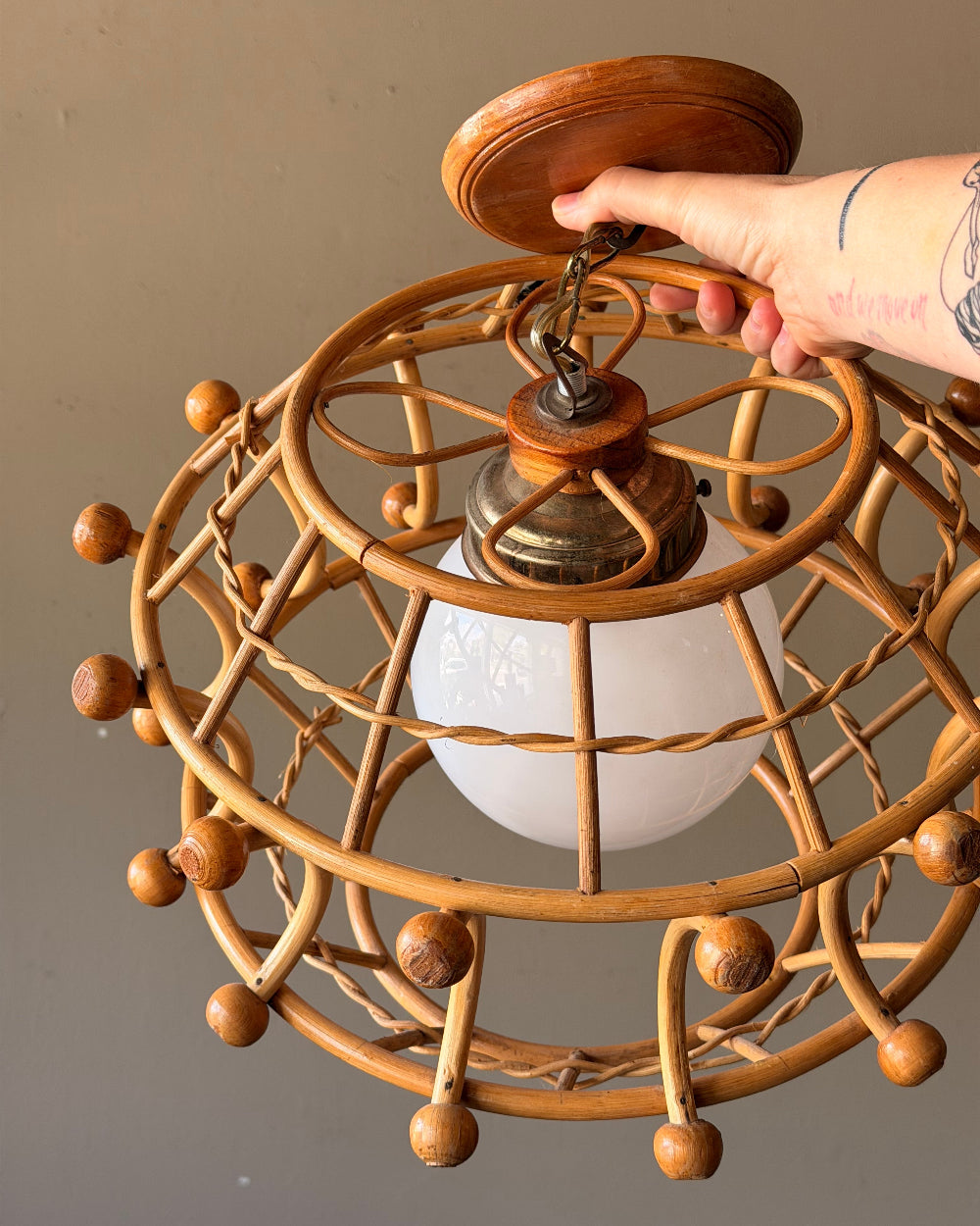 Bamboo & Glass Pendant Light