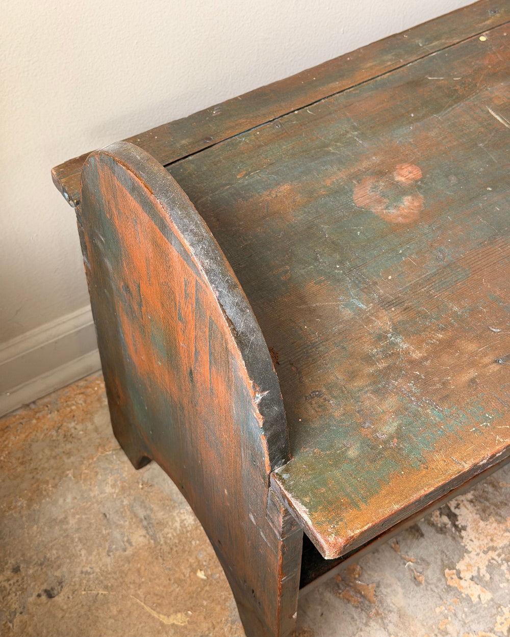 Long Primitive Bench In Green