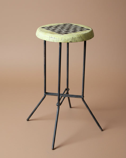 Checkered Stools In Lime & Black