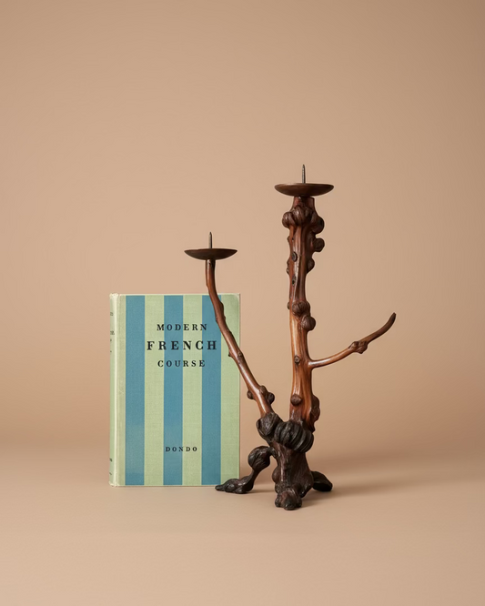 Folk Art Burl Root Candelabra