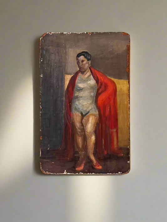 Female Draped in Red Fabric