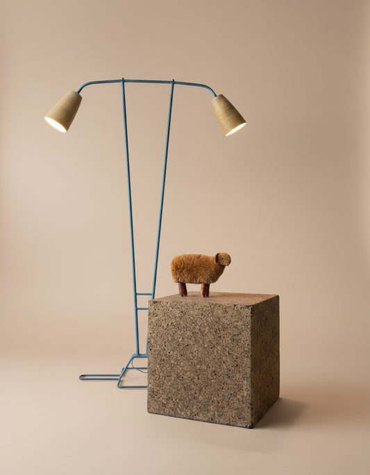 Painted Metal and Ceramic Floor Lamp