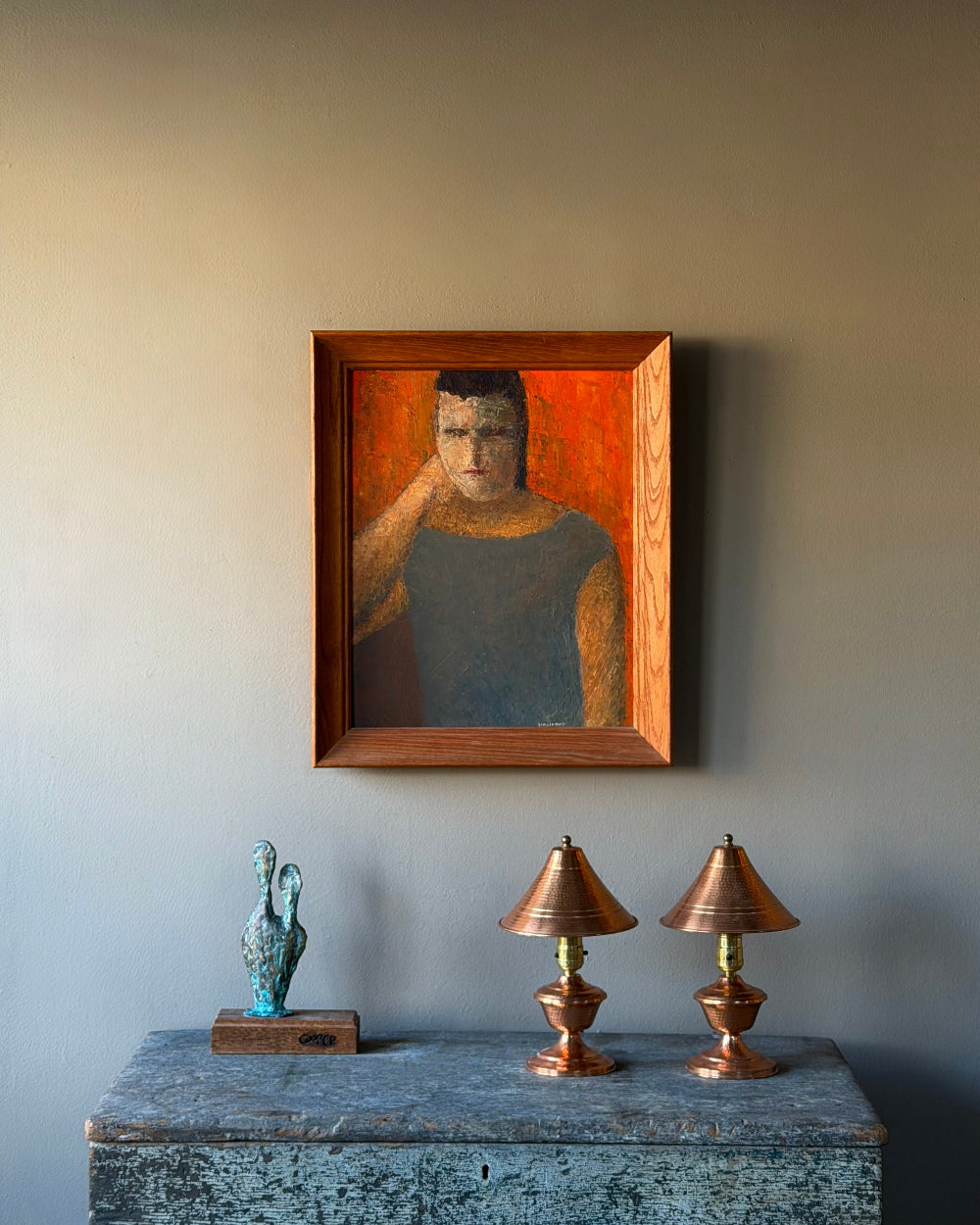 Abstract Copper Sculpture on Stand