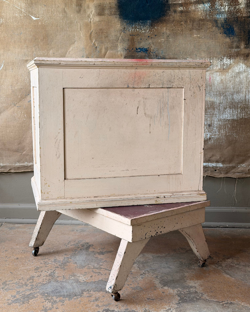 Antique Spool Cabinet In Pink