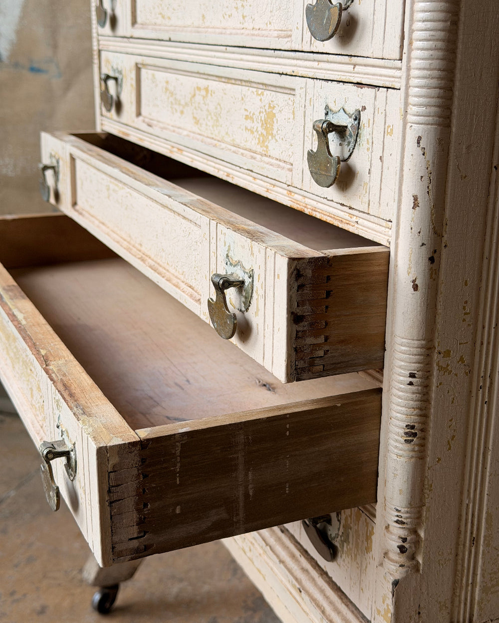 Antique Spool Cabinet In Pink