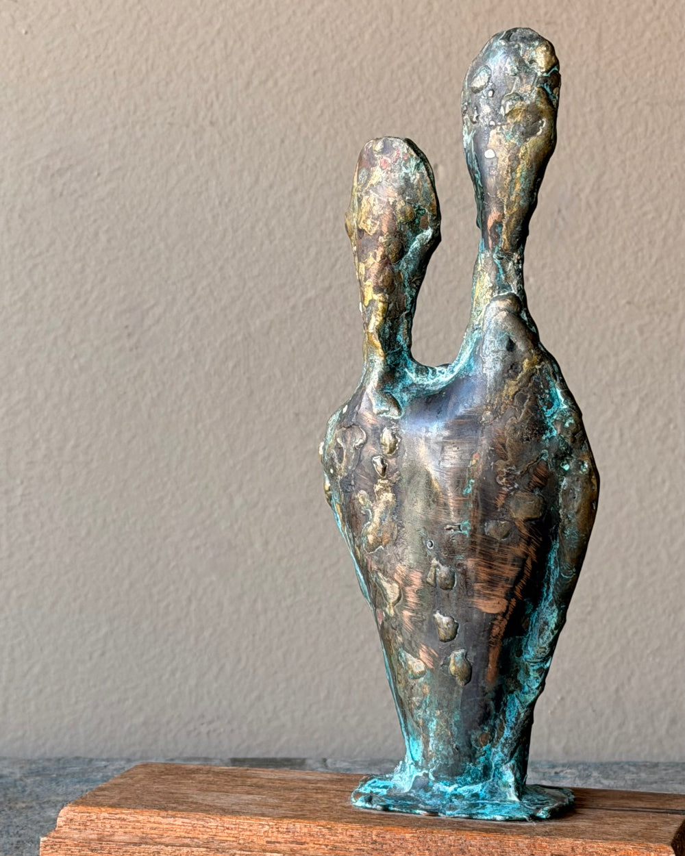 Abstract Copper Sculpture on Stand