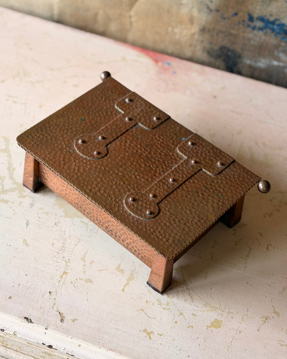 Arts & Crafts Hinged Copper Box