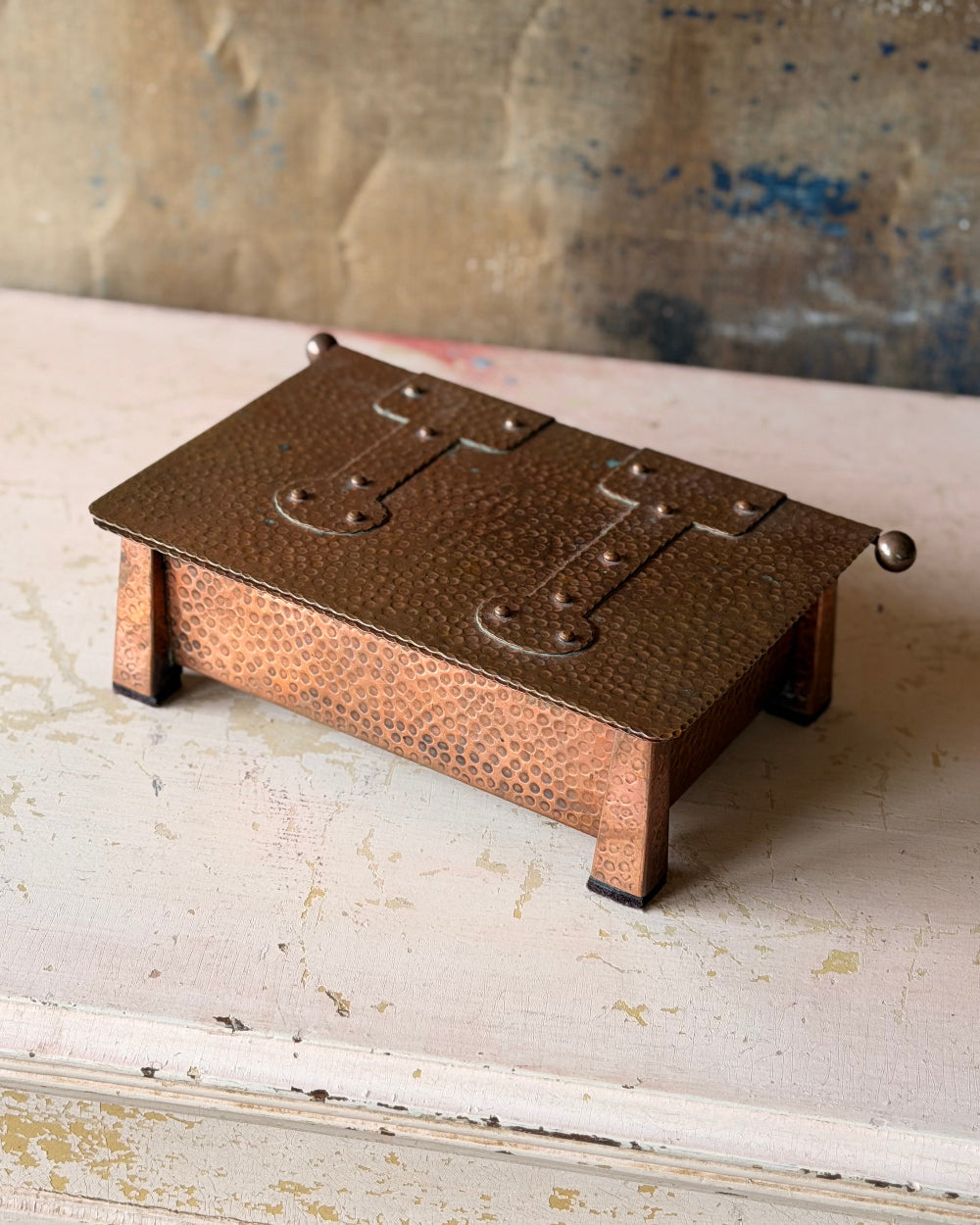 Arts & Crafts Hinged Copper Box