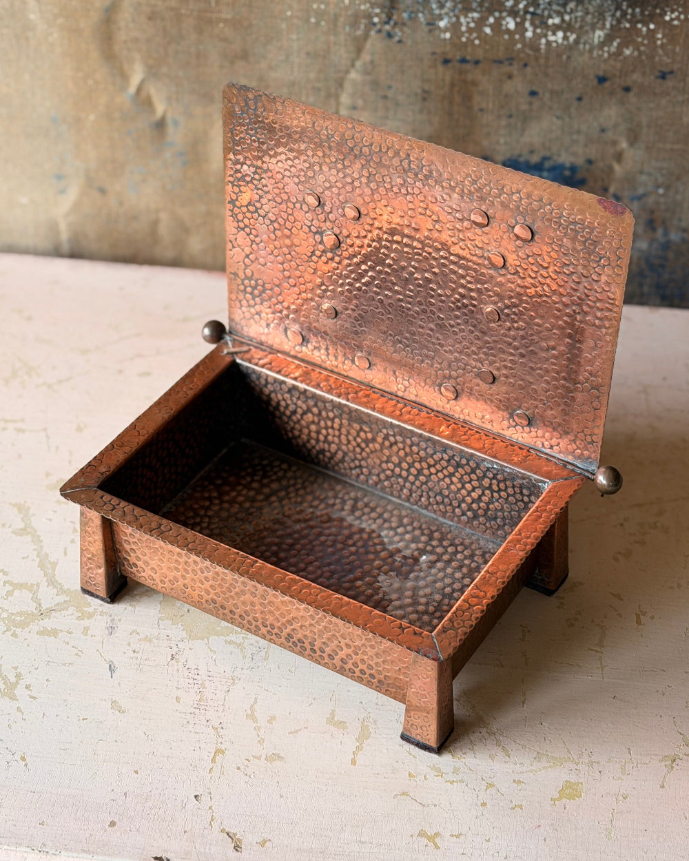 Arts & Crafts Hinged Copper Box