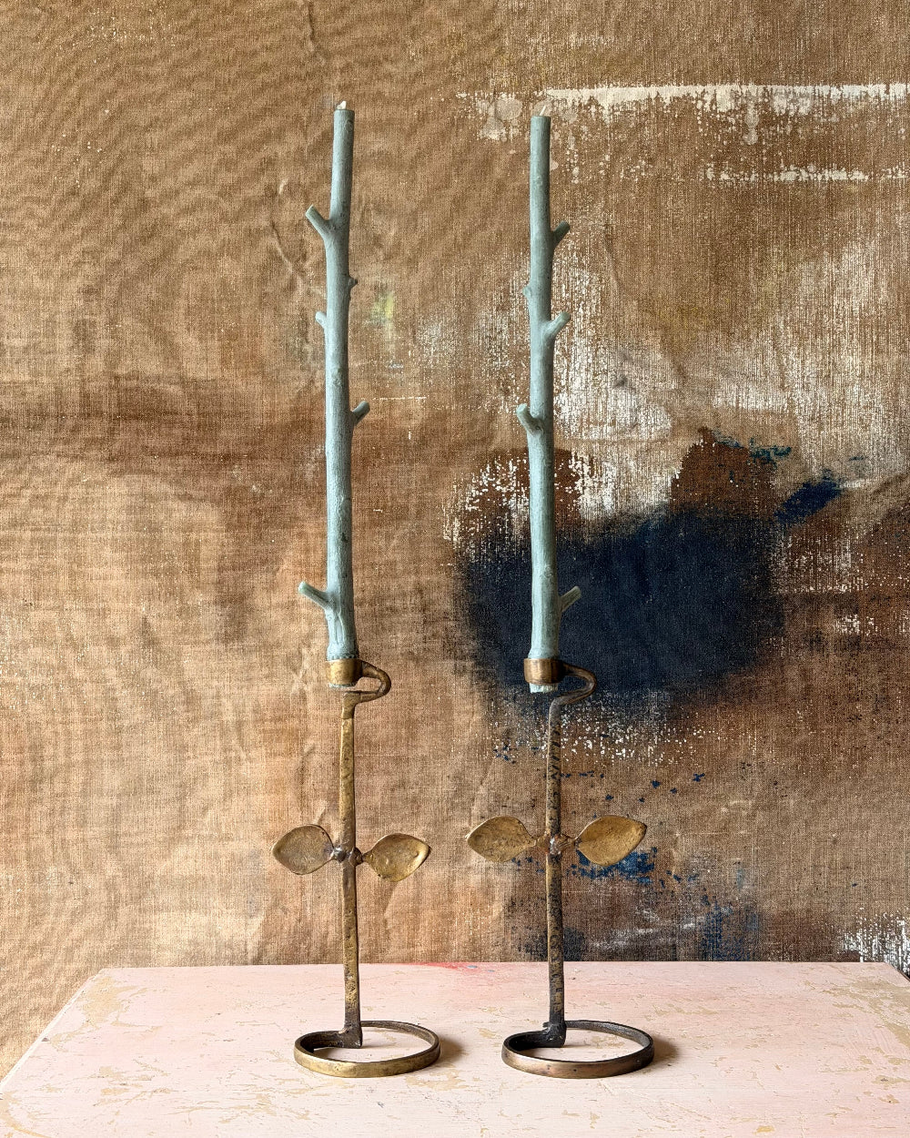 Forged Brass Candlesticks | Pair