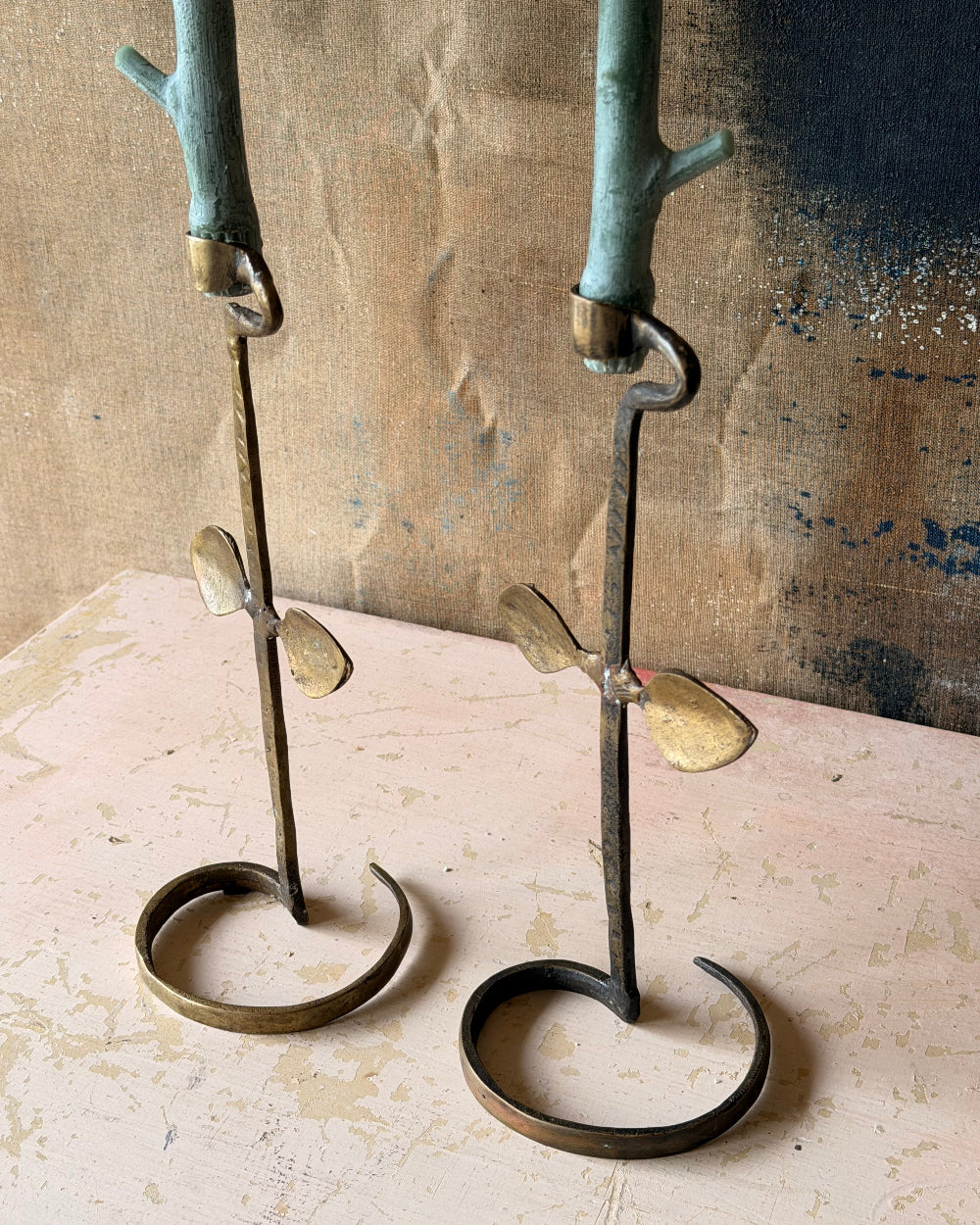 Forged Brass Candlesticks | Pair