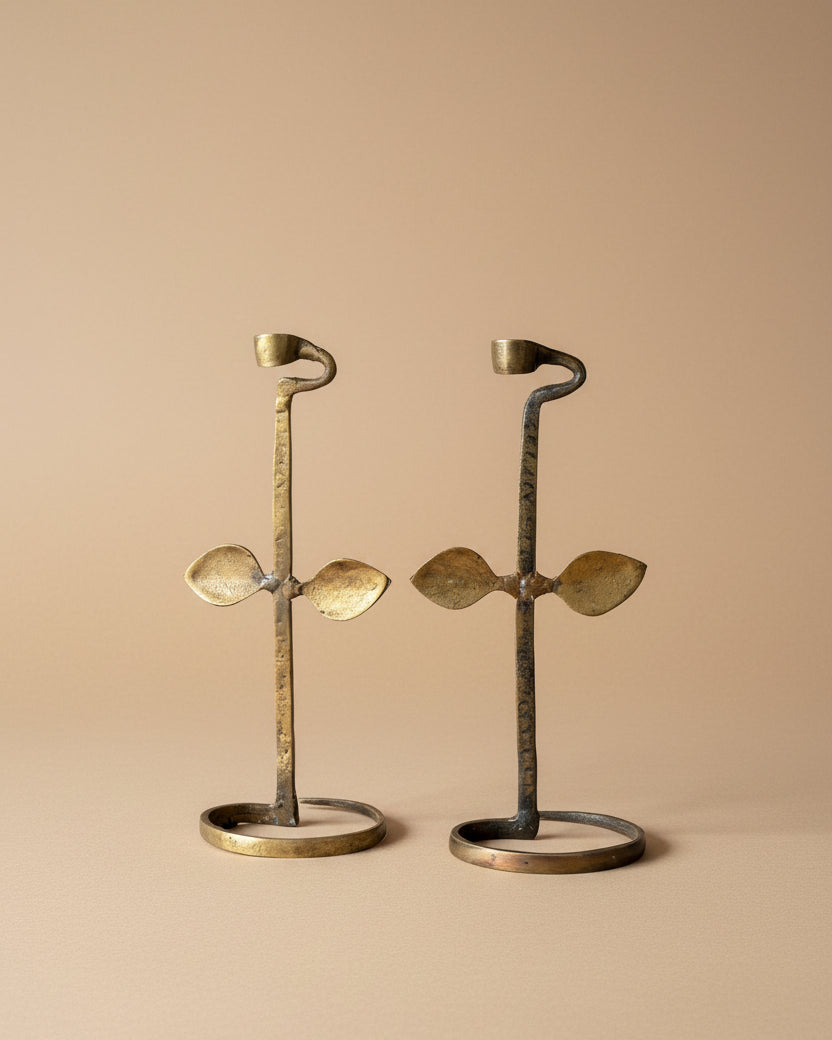 Forged Brass Candlesticks | Pair