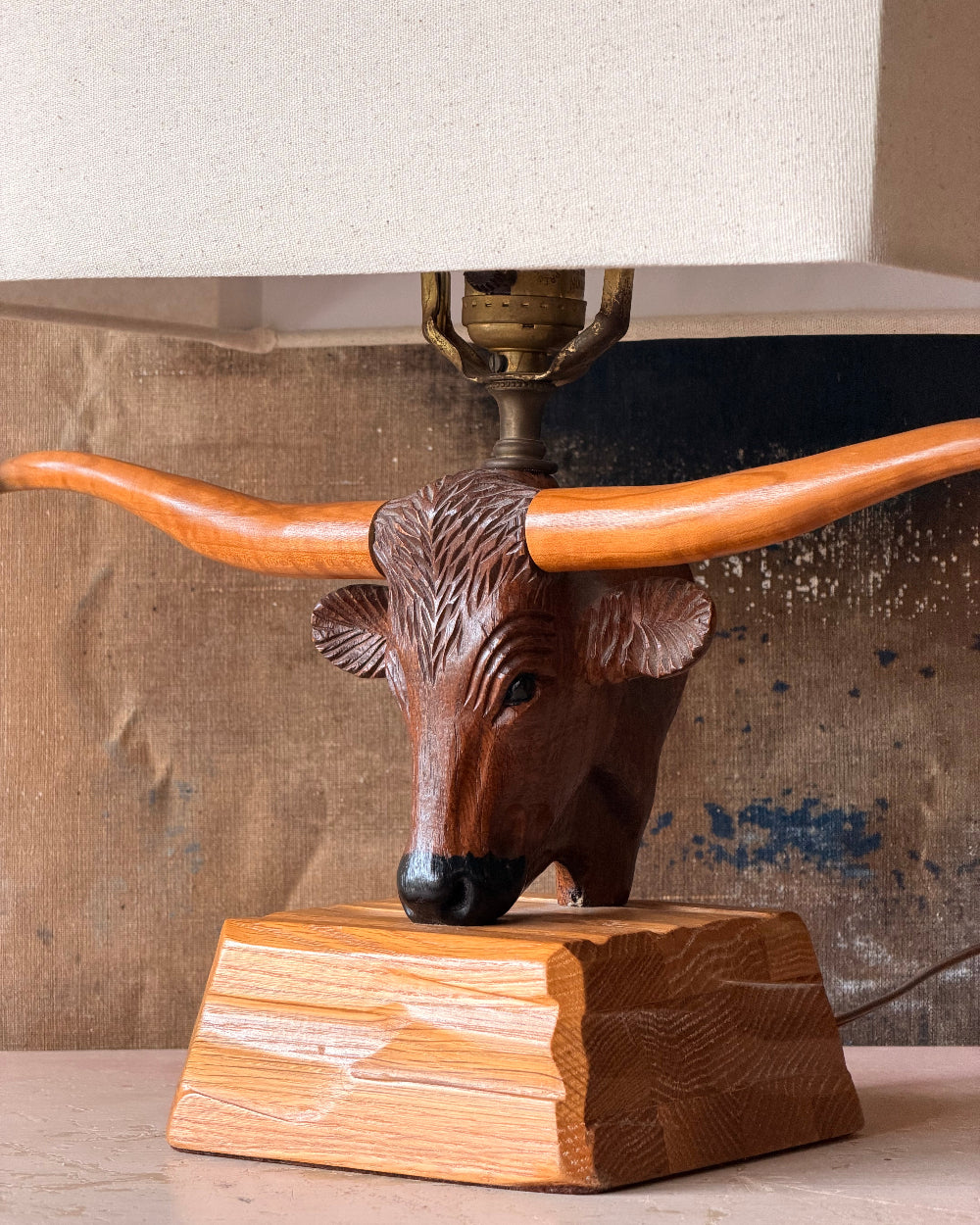 1950's Longhorn Steer Lamp