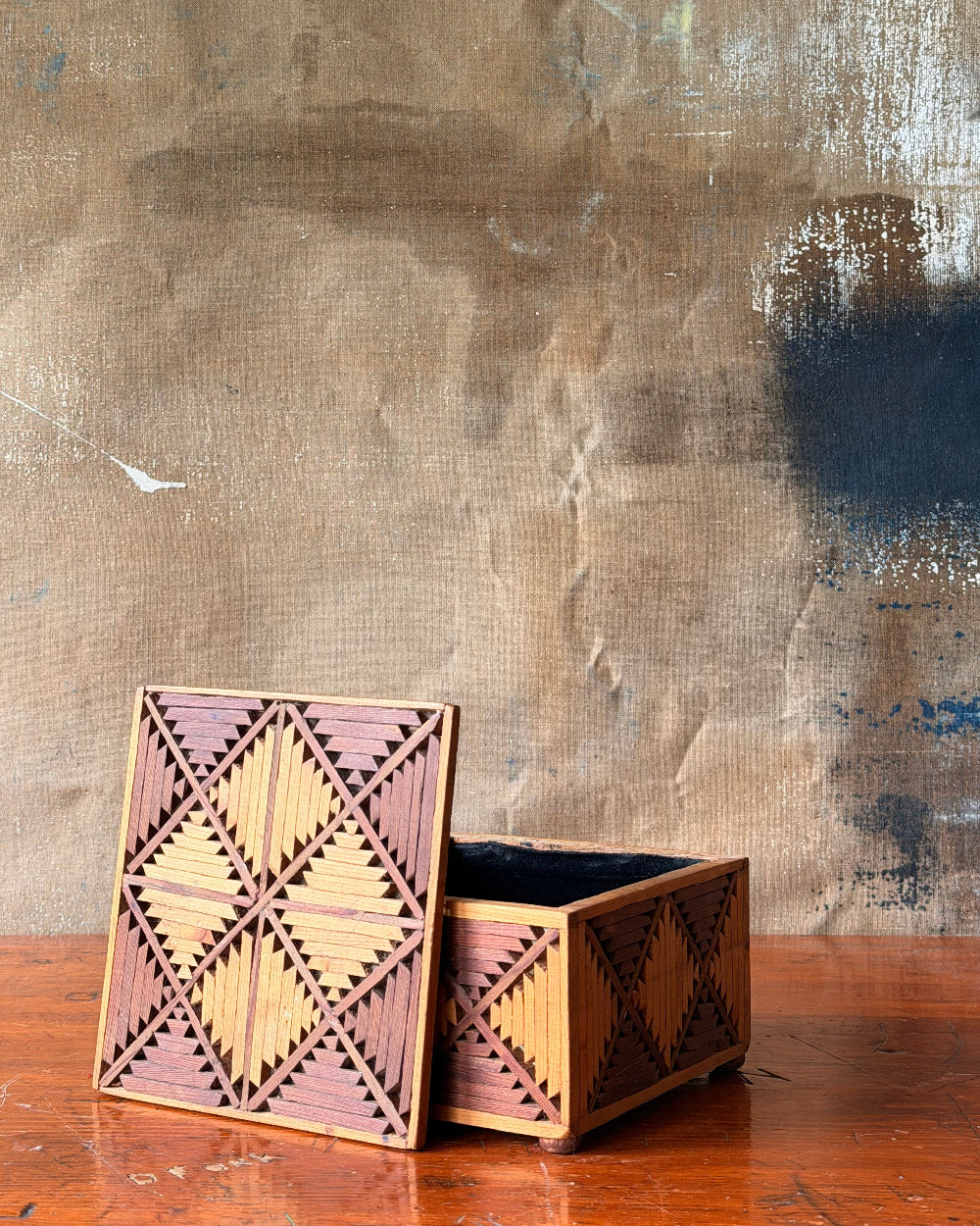 Folk Art Marquetry Box