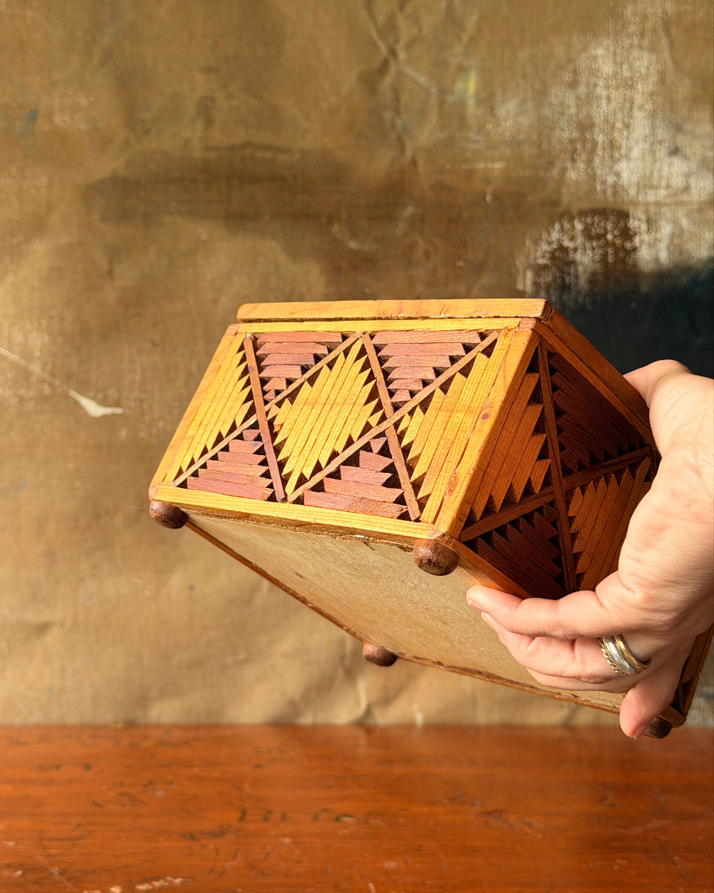 Folk Art Marquetry Box