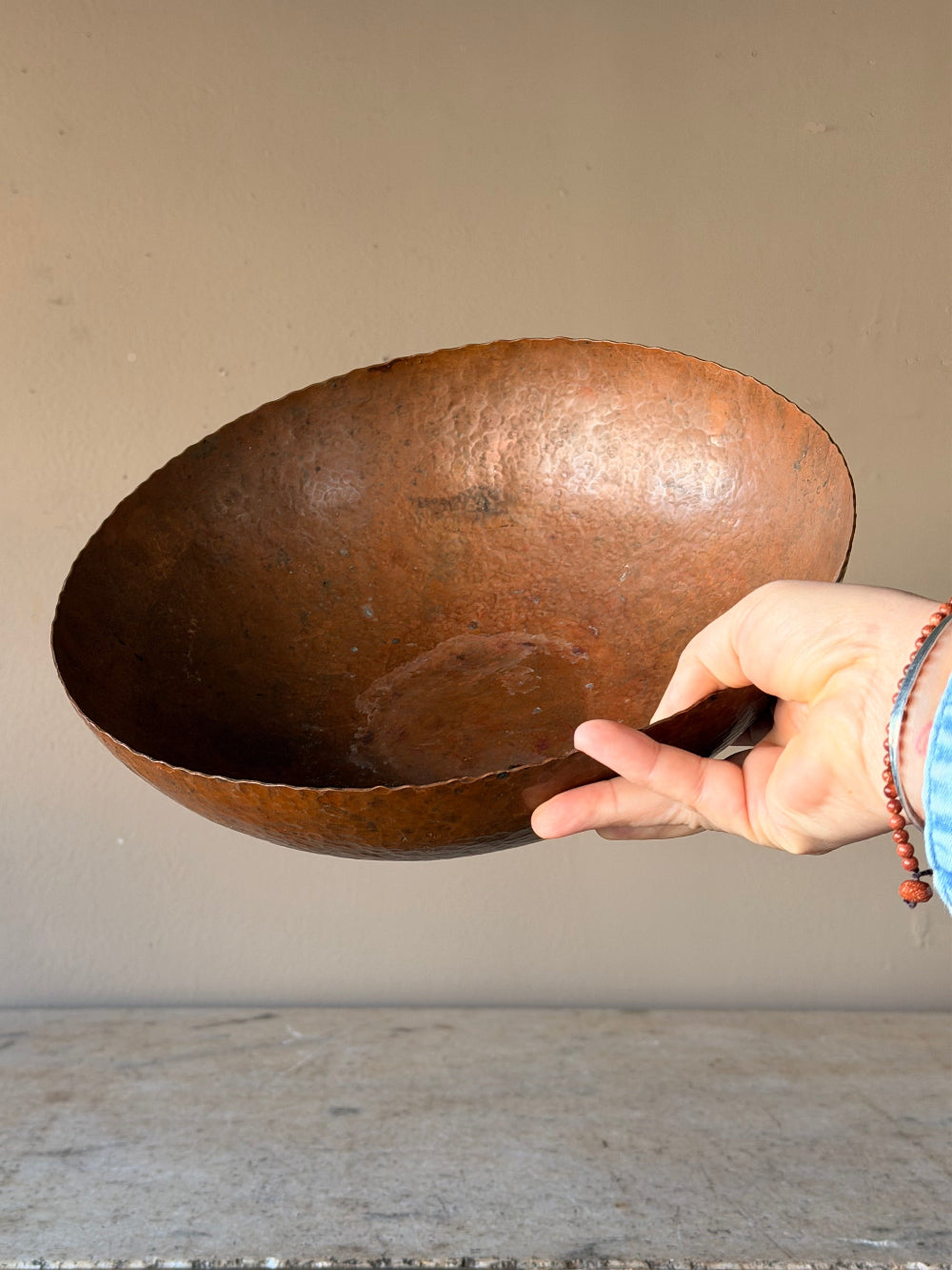 Large Hammered Copper Bowl