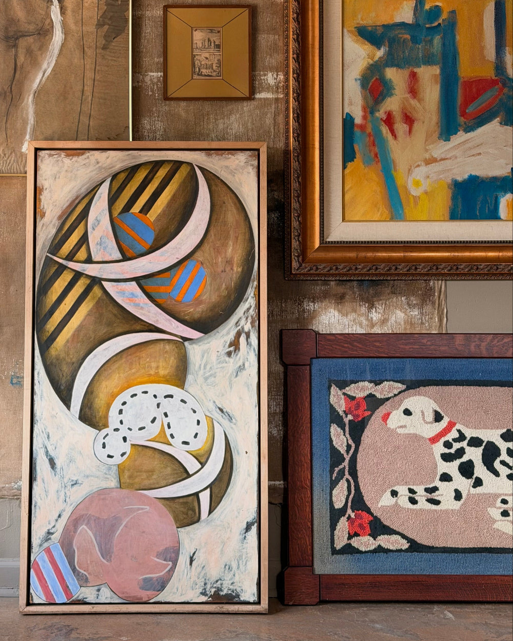 Framed Hooked Rug Of Dalmatian