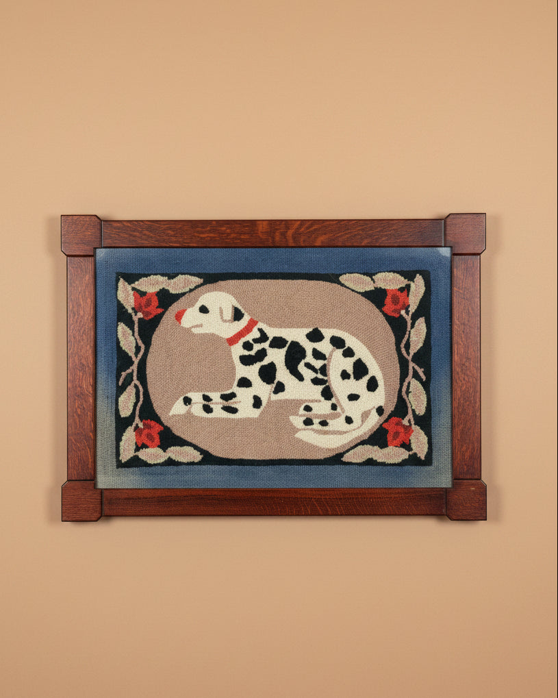 Hooked Rug Of Dalmatian in Frame