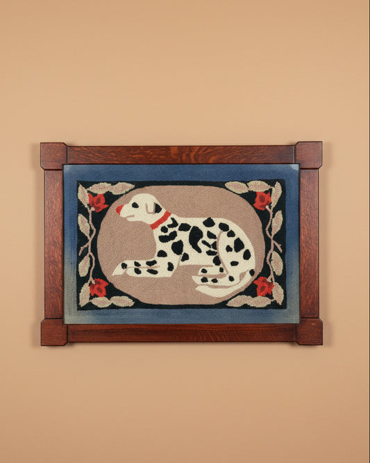 ON HOLD | Hooked Rug Of Dalmatian in Frame
